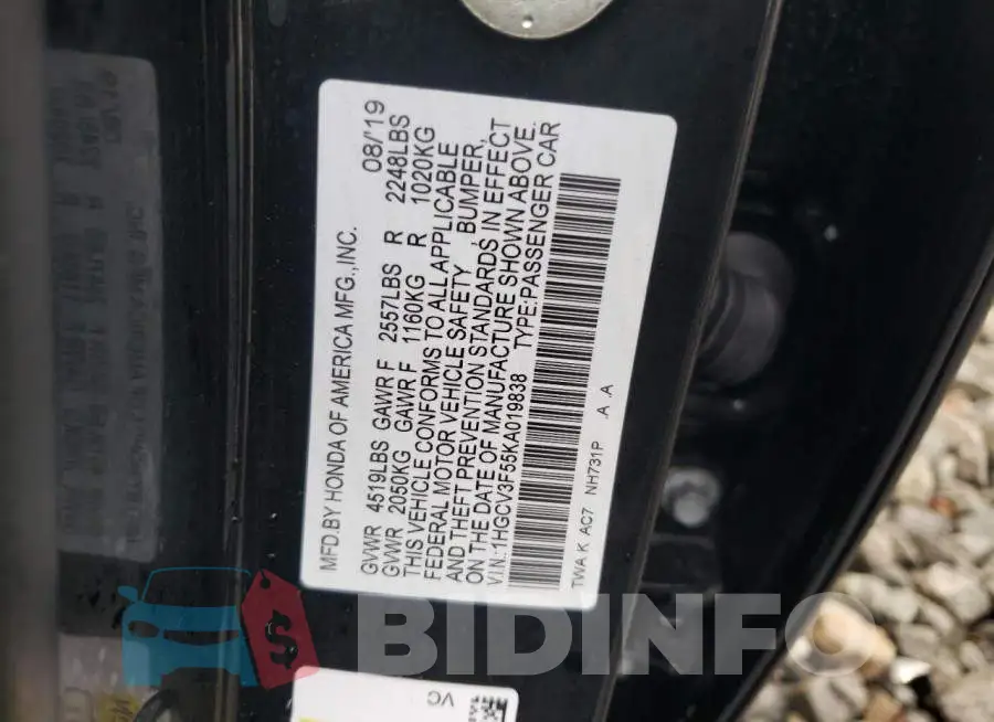 1HGCV3F55KA019838 Photo# 12