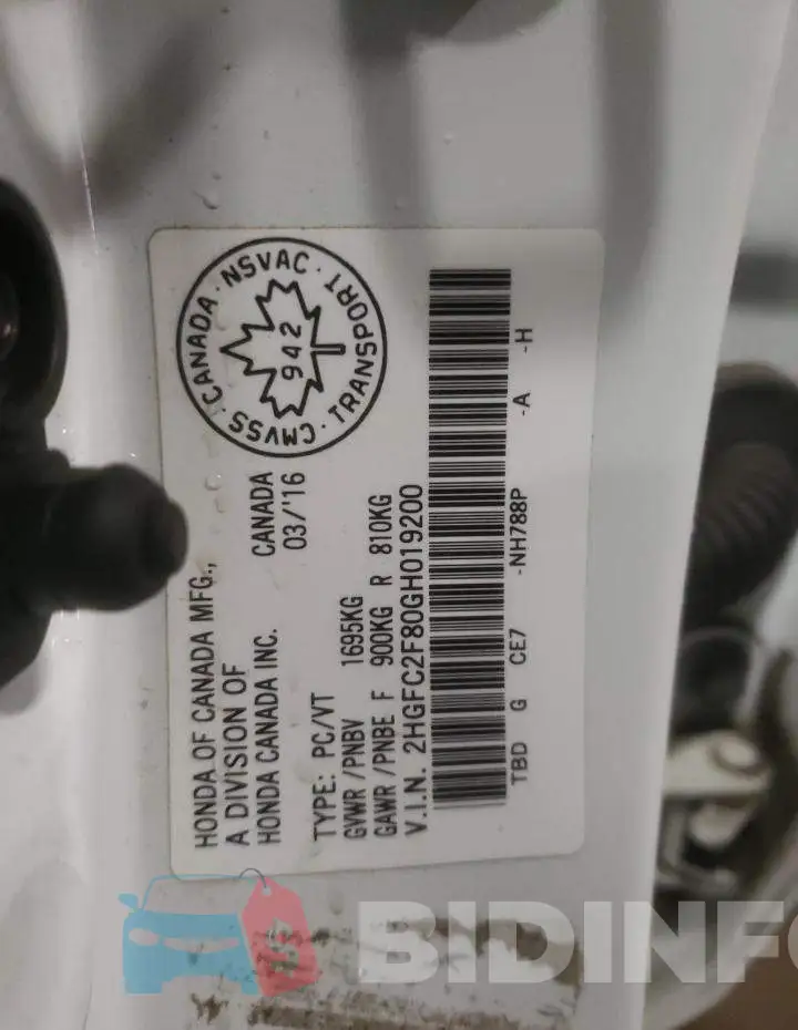 2HGFC2F80GH019200 Photo# 13