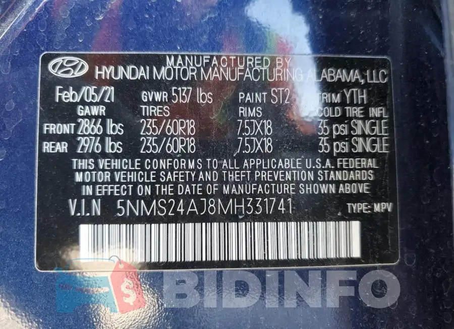 5NMS24AJ8MH331741 Photo# 12