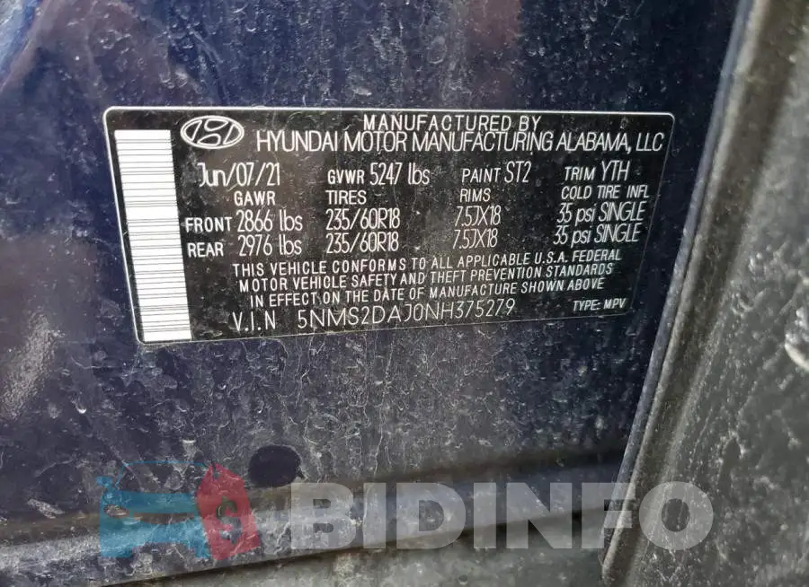 5NMS2DAJ0NH375279 Photo# 13