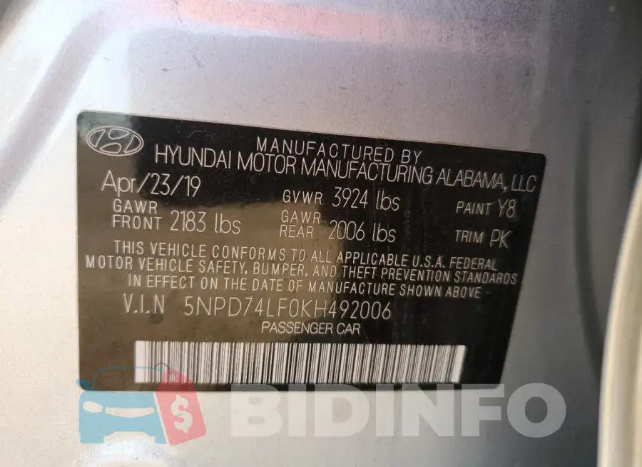 5NPD74LF0KH492006 Photo# 12