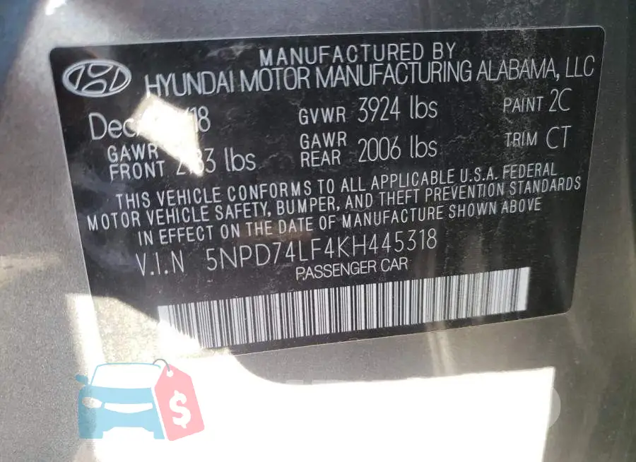 5NPD74LF4KH445318 Photo# 12