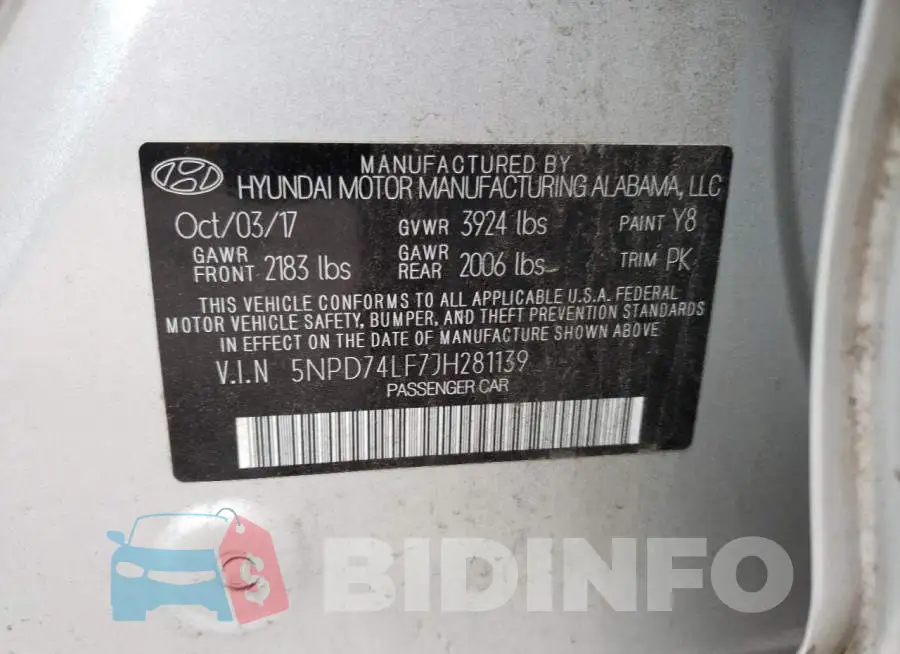 5NPD74LF7JH281139 Photo# 12