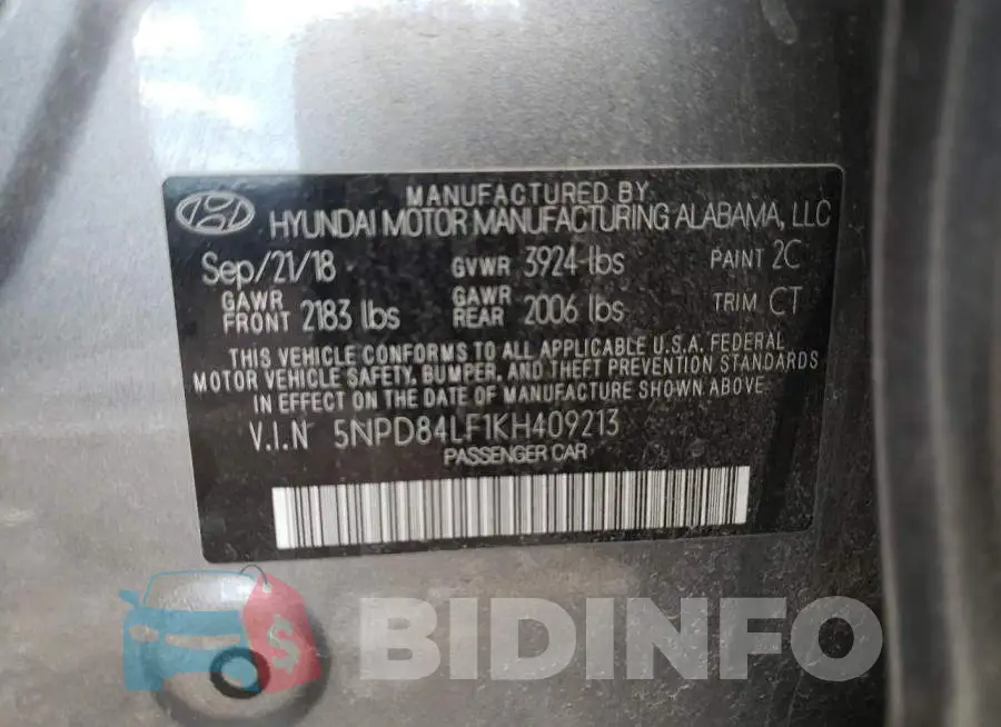 5NPD84LF1KH409213 Photo# 12