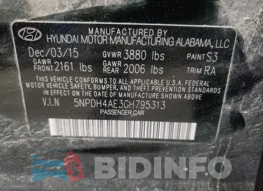 5NPDH4AE3GH795313 Photo# 10