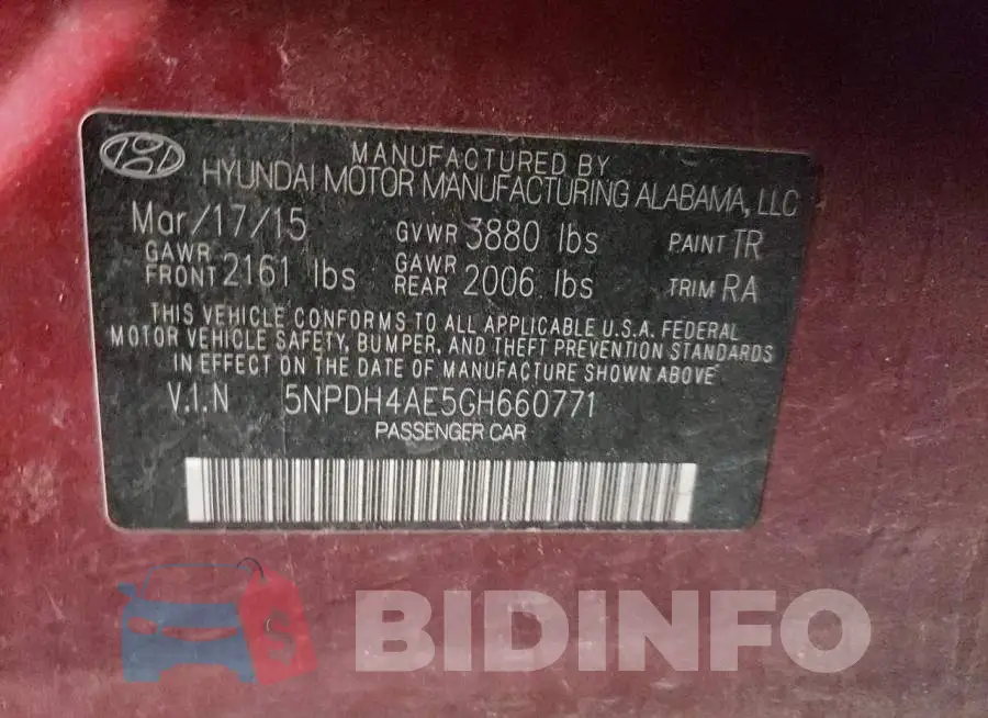5NPDH4AE5GH660771 Photo# 13