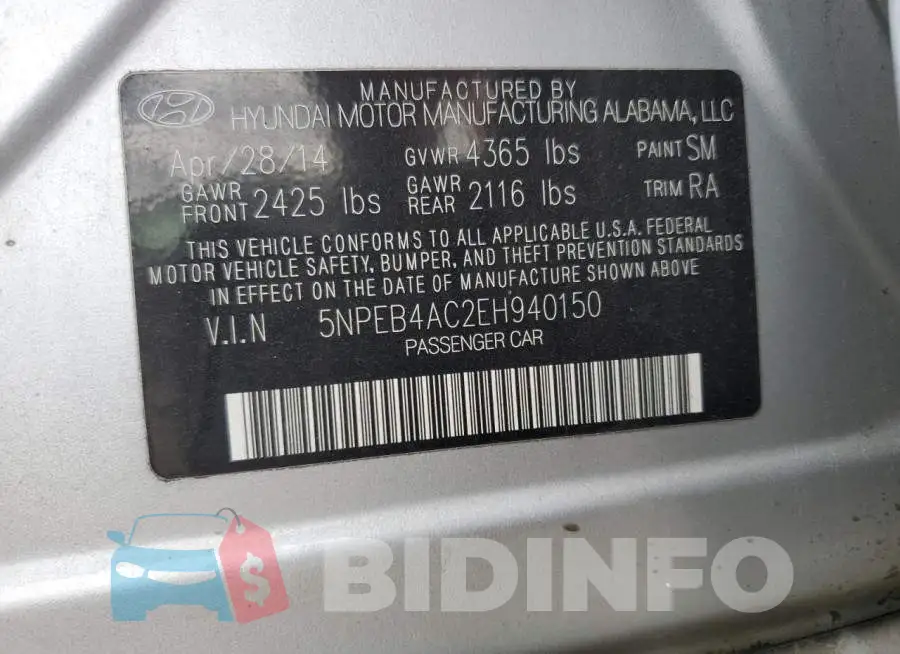 5NPEB4AC2EH940150 Photo# 12