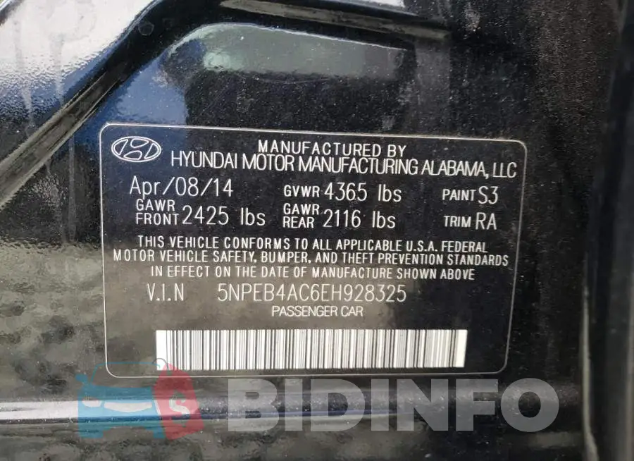 5NPEB4AC6EH928325 Photo# 12