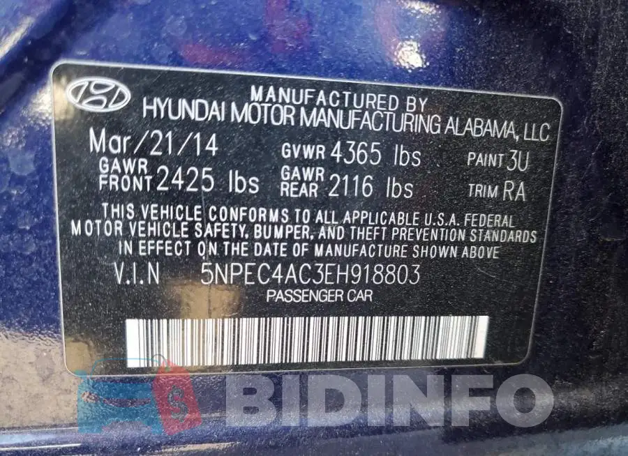 5NPEC4AC3EH918803 Photo# 13