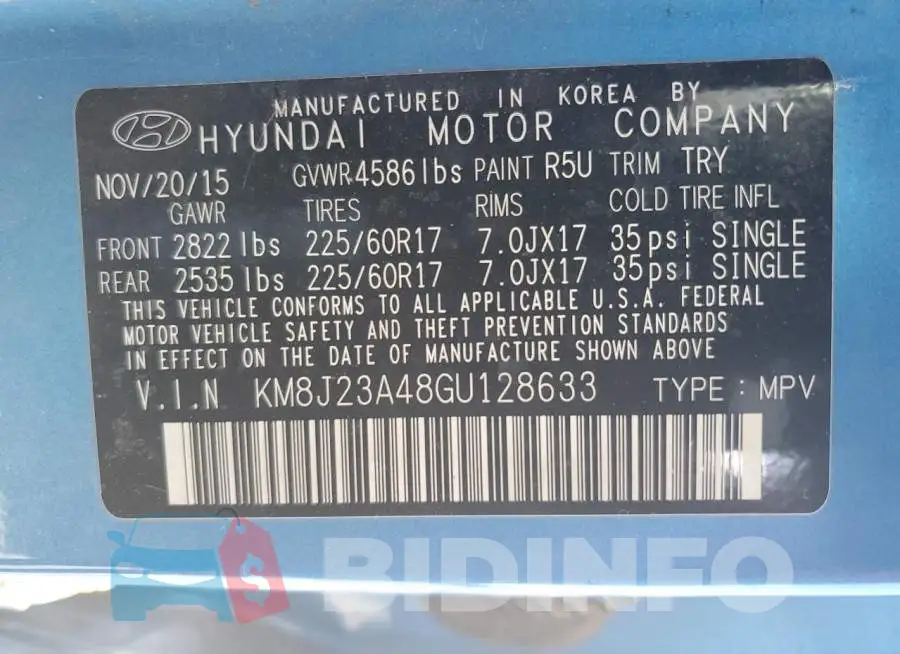 KM8J23A48GU128633 Photo# 10