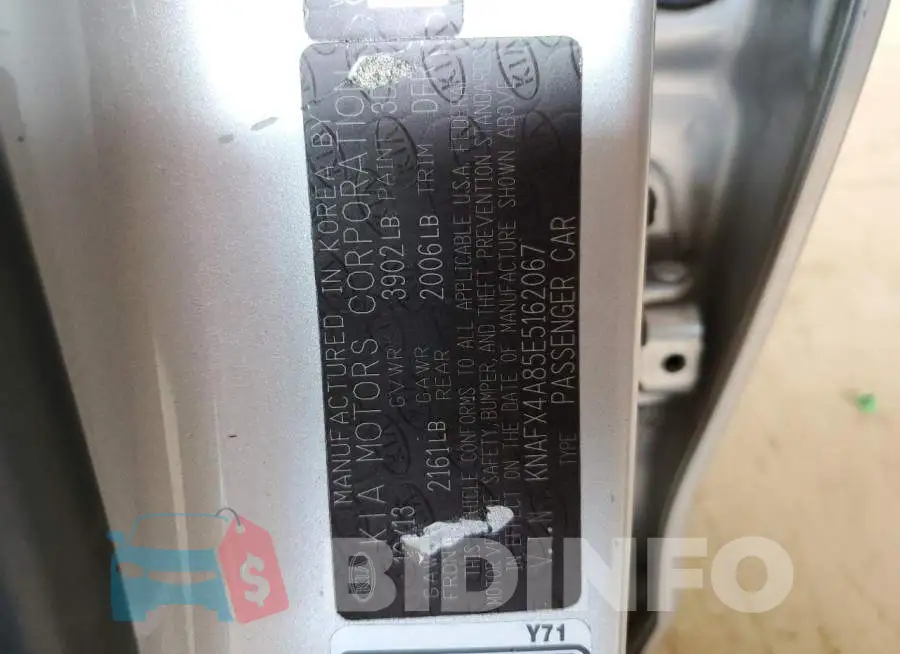 KNAFX4A85E5162067 Photo# 13