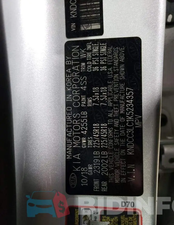 KNDCC3LC1K5234357 Photo# 12