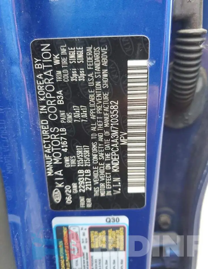 KNDEPCAA3M7103582 Photo# 12