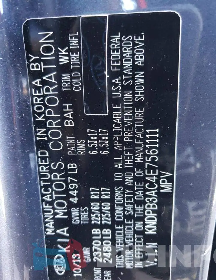 KNDPB3AC4E7561111 Photo# 12
