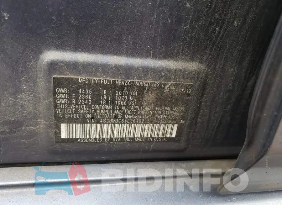 4S3BMBC65E3010215 Photo# 12