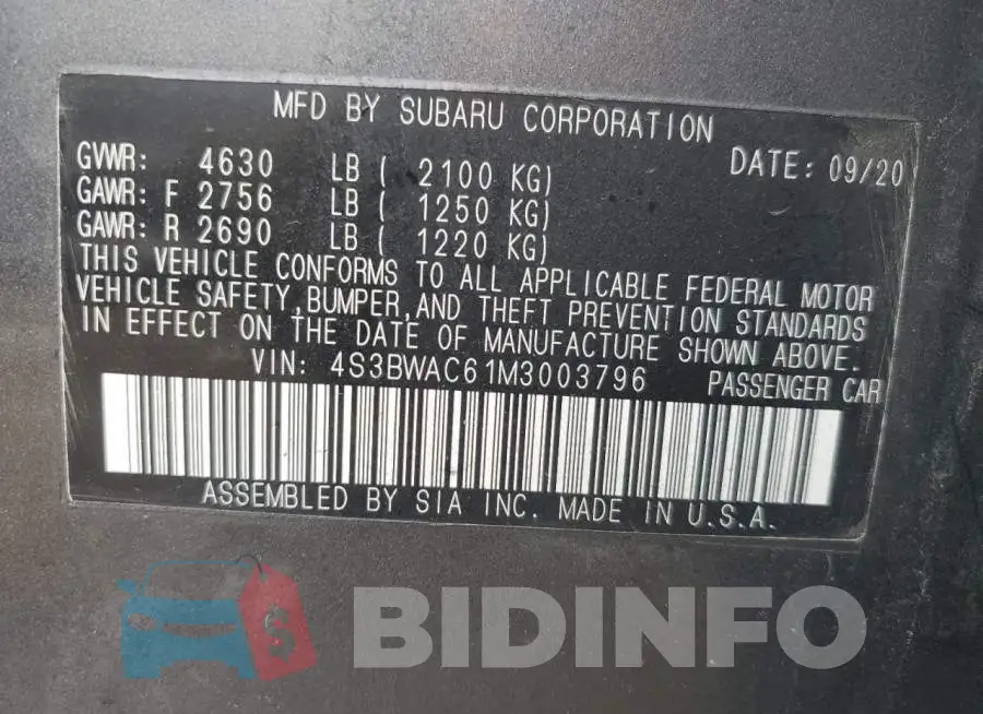 4S3BWAC61M3003796 Photo# 12
