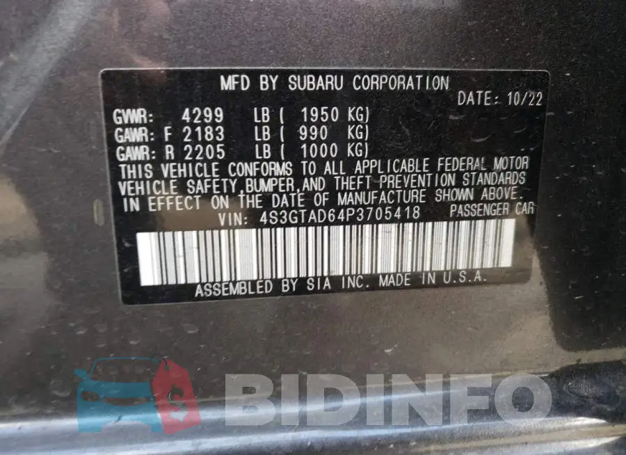 4S3GTAD64P3705418 Photo# 13