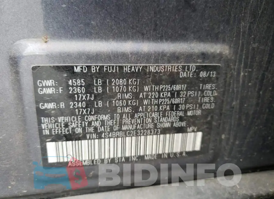 4S4BRBLC2E3228373 Photo# 13