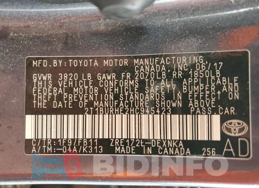 2T1BURHE2HC945423 Photo# 13
