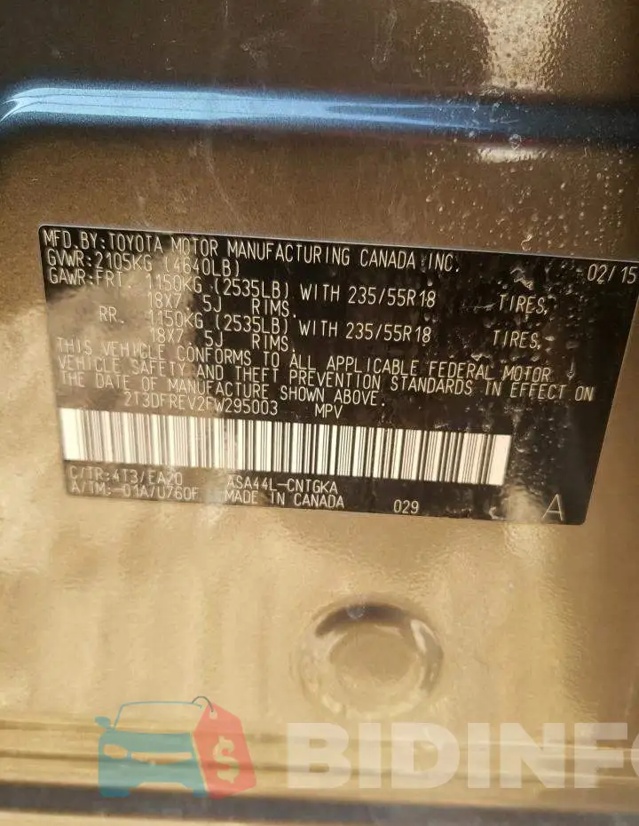 2T3DFREV2FW295003 Photo# 12