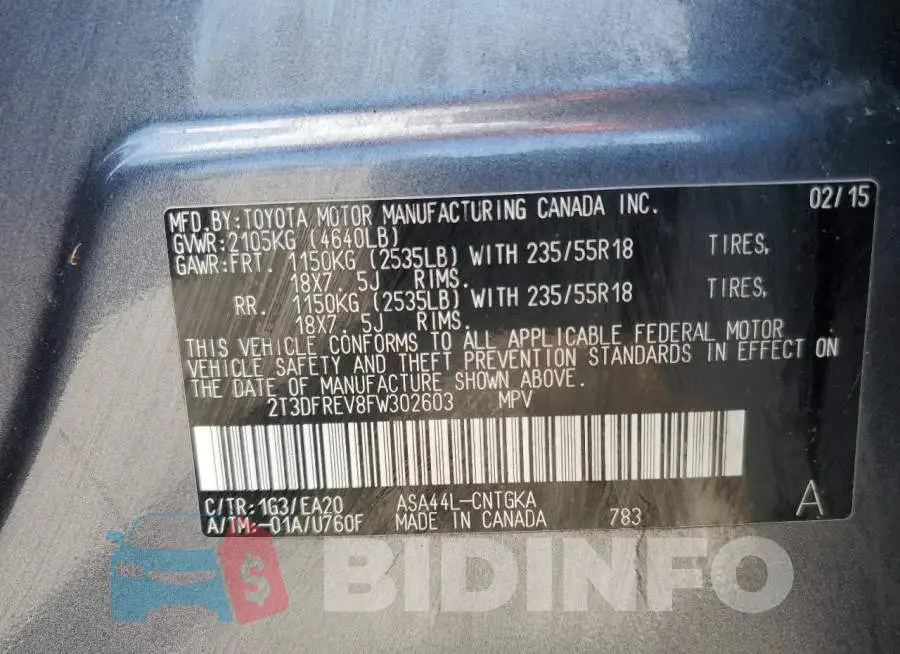 2T3DFREV8FW302603 Photo# 13
