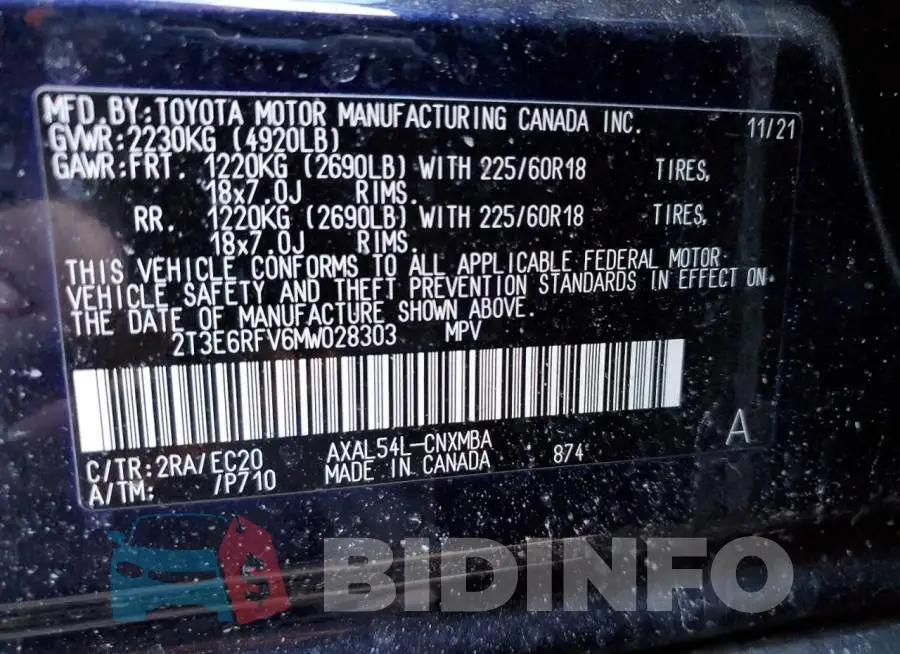 2T3E6RFV6MW028303 Photo# 13