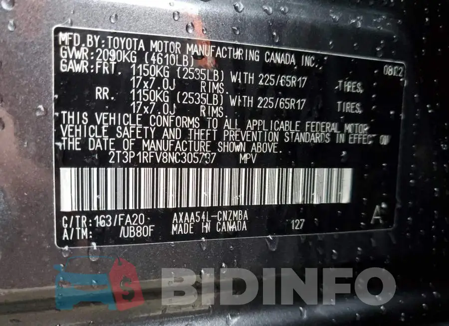 2T3P1RFV8NC305737 Photo# 13