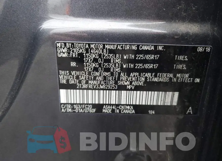 2T3RFREV3JW829253 Photo# 12