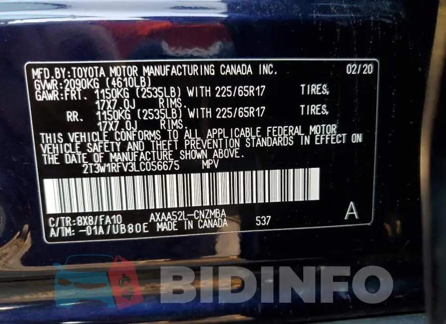 2T3W1RFV3LC056675 Photo# 13