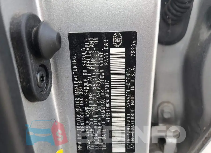 4T1B11HK6JU667047 Photo# 13