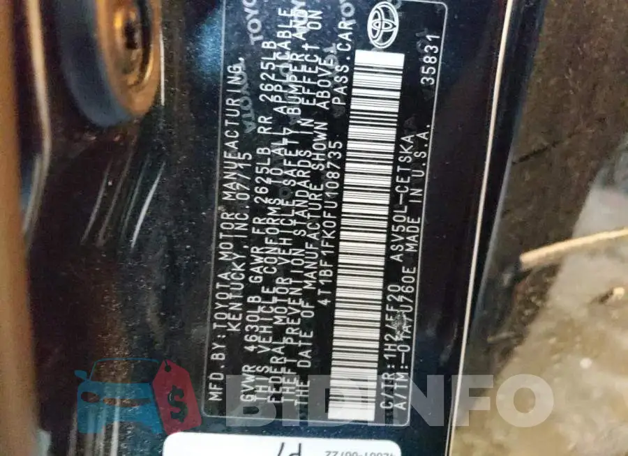 4T1BF1FK0FU108735 Photo# 13