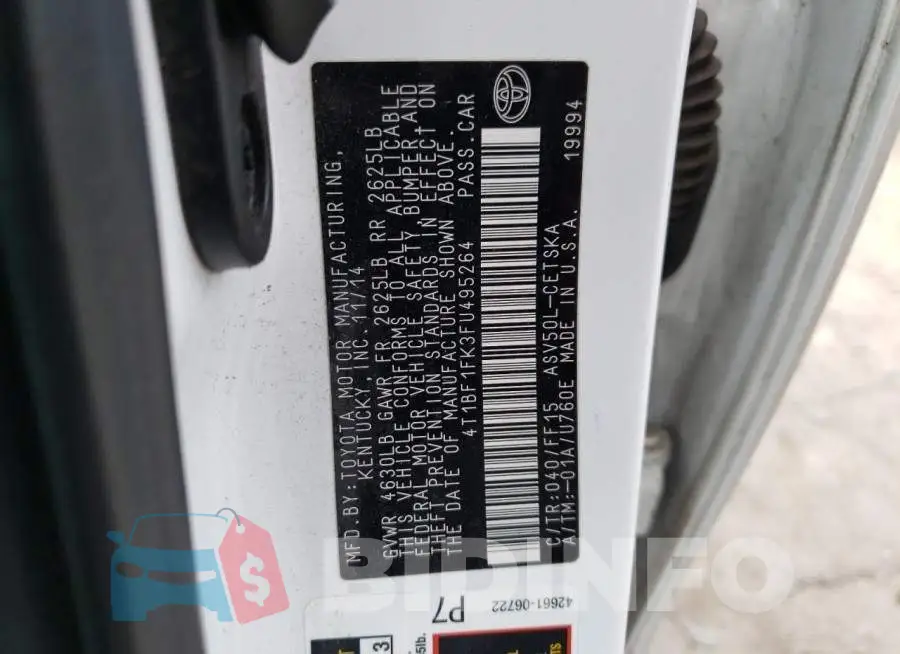 4T1BF1FK3FU495264 Photo# 12