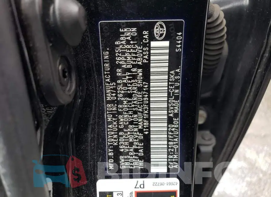 4T1BF1FK3FU947147 Photo# 12