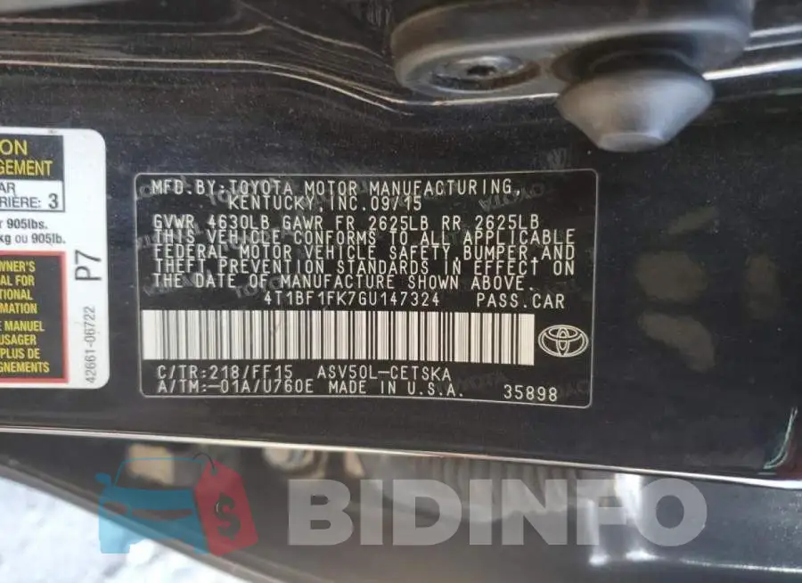 4T1BF1FK7GU147324 Photo# 12