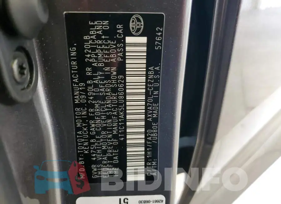 4T1C11AK5LU860629 Photo# 12