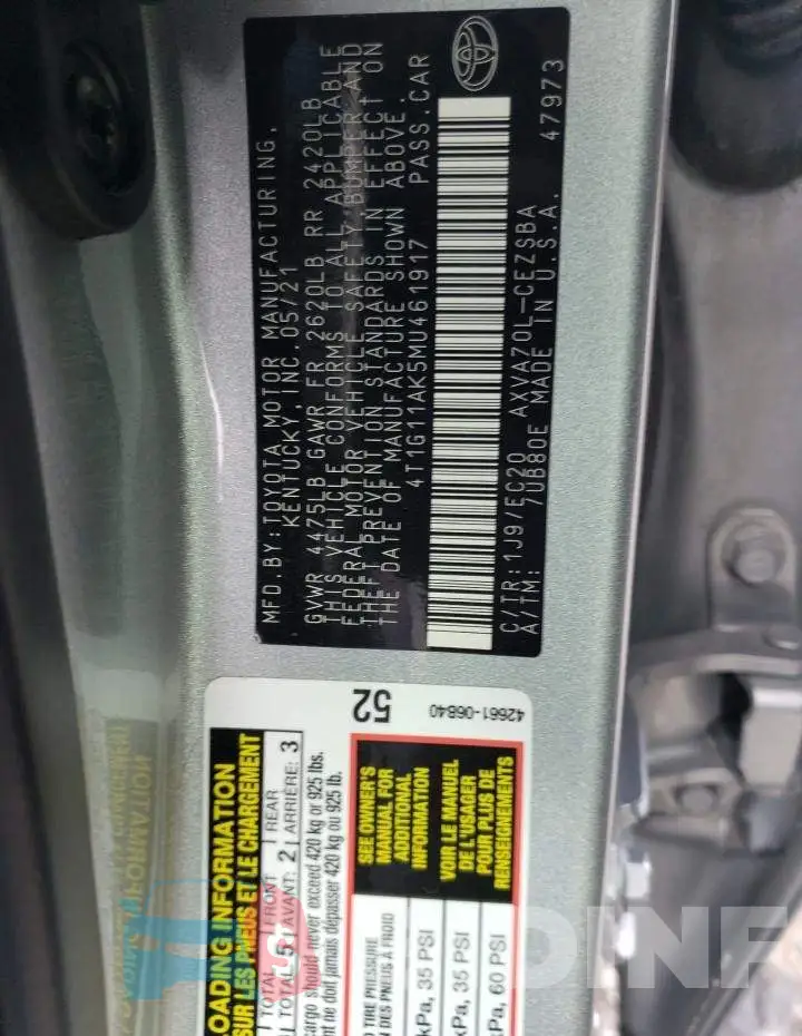 4T1G11AK5MU461917 Photo# 12