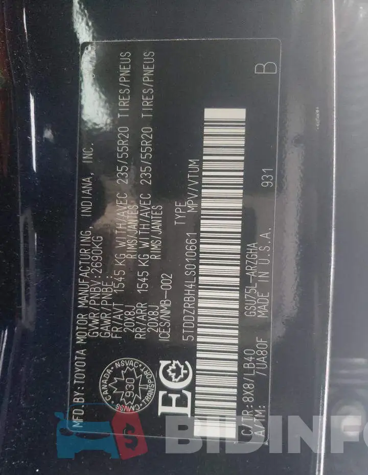 5TDDZRBH4LS010661 Photo# 13
