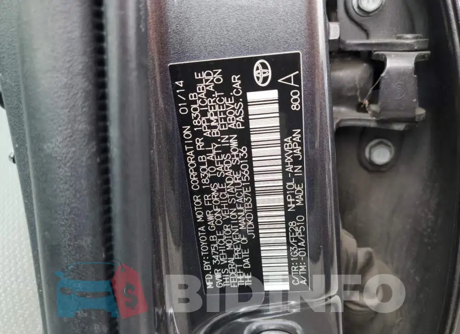 JTDKDTB37E1560136 Photo# 12