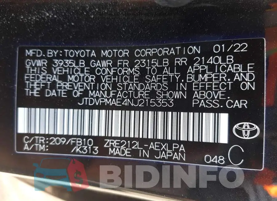 JTDVPMAE4NJ215353 Photo# 12