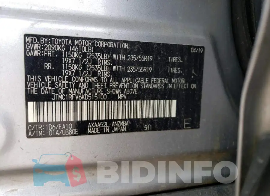 JTMC1RFV6KD515100 Photo# 14