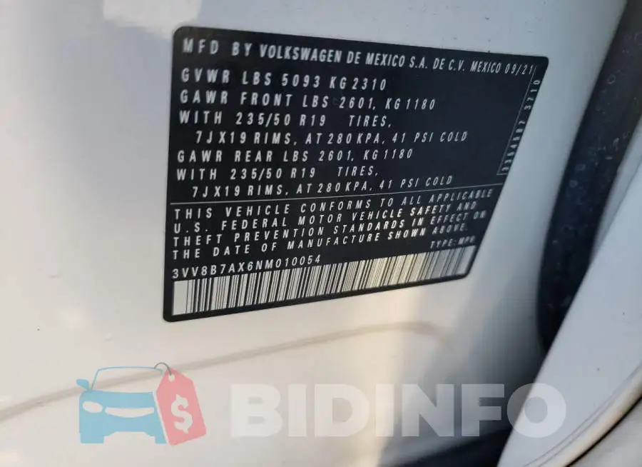 3VV8B7AX6NM010054 Photo# 14