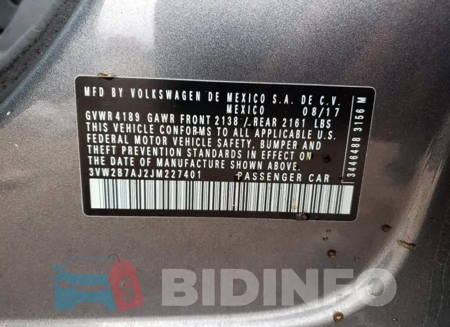 3VW2B7AJ2JM227401 Photo# 12