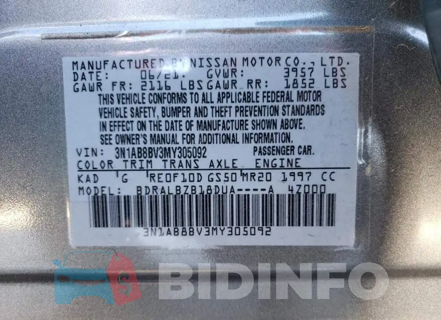 3N1AB8BV3MY305092 Photo# 12