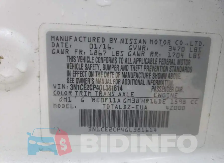 3N1CE2CP4GL381614 Photo# 12