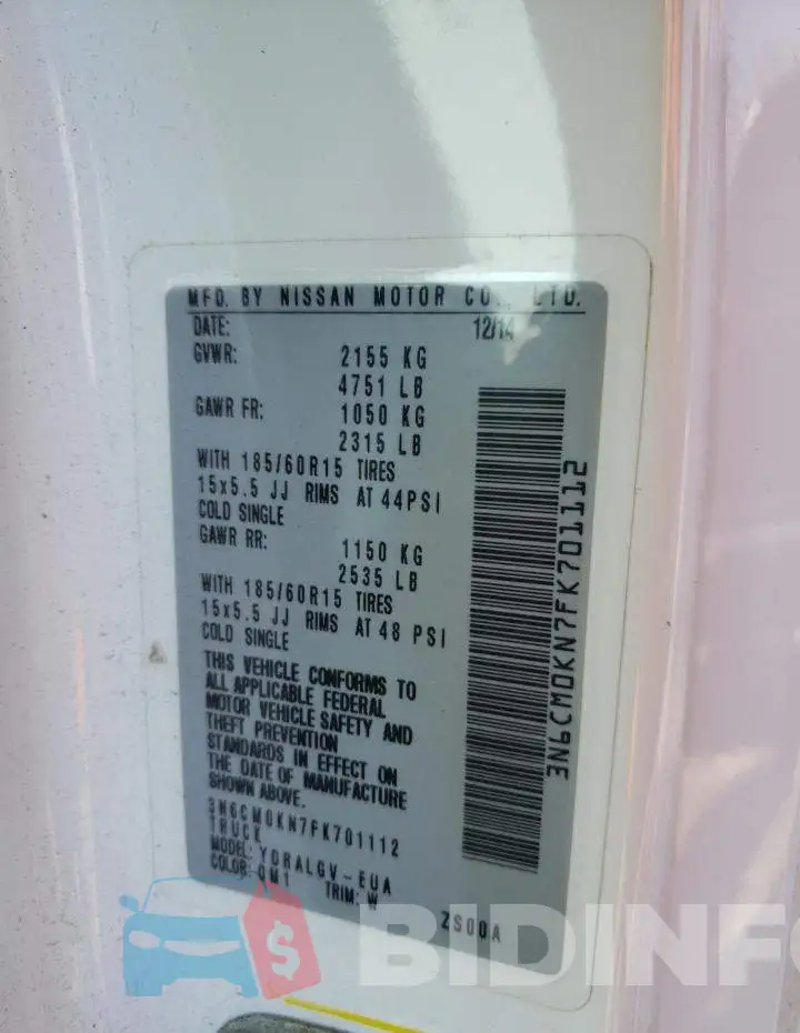 3N6CM0KN7FK701112 Photo# 12