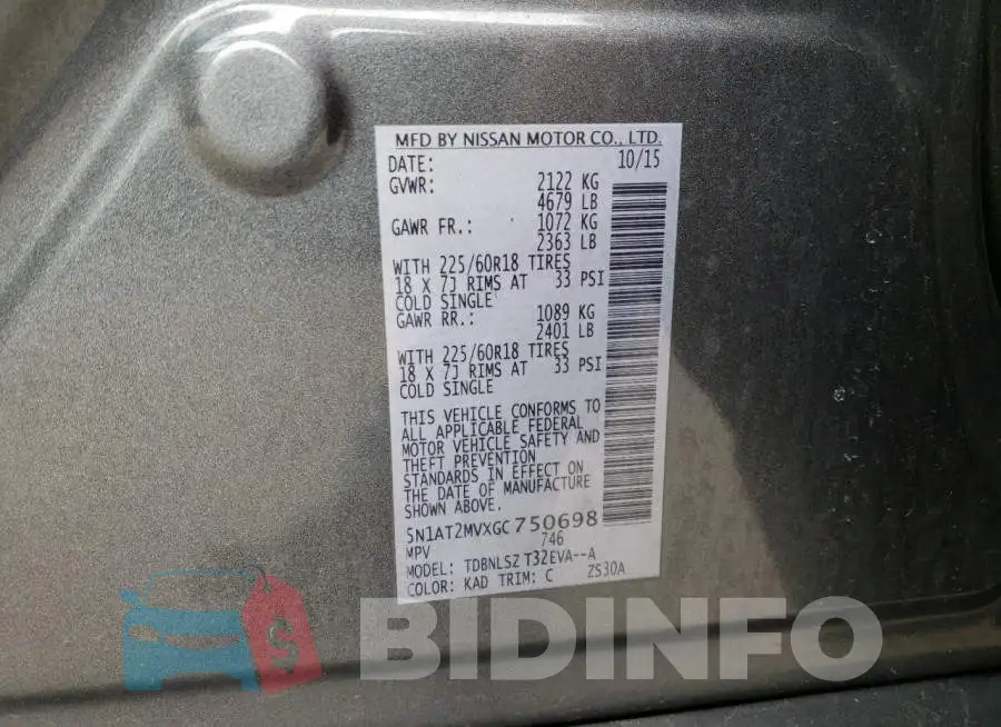5N1AT2MVXGC750698 Photo# 13
