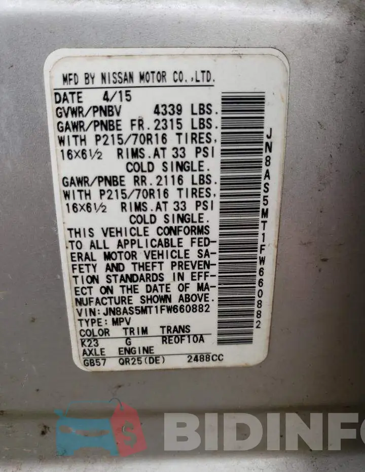 JN8AS5MT1FW660882 Photo# 14