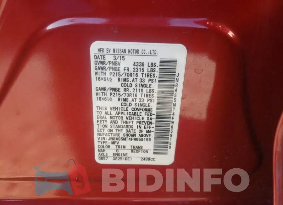 JN8AS5MT4FW659158 Photo# 14
