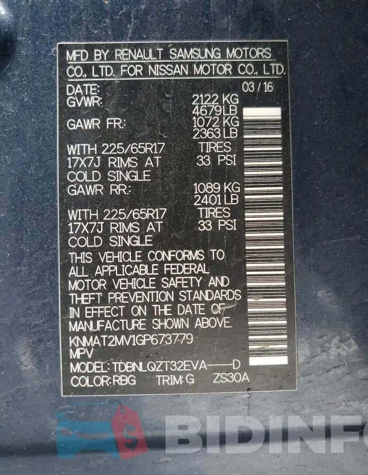 KNMAT2MV1GP673779 Photo# 13