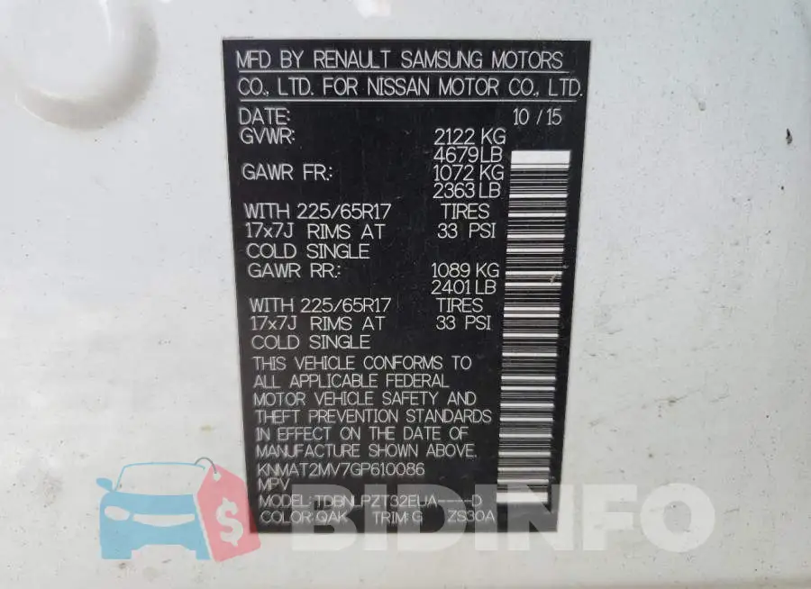 KNMAT2MV7GP610086 Photo# 14
